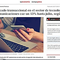 El mercado transaccional en el sector de tecnologa y telecomunicaciones cae un 13% hasta julio, segn TTR